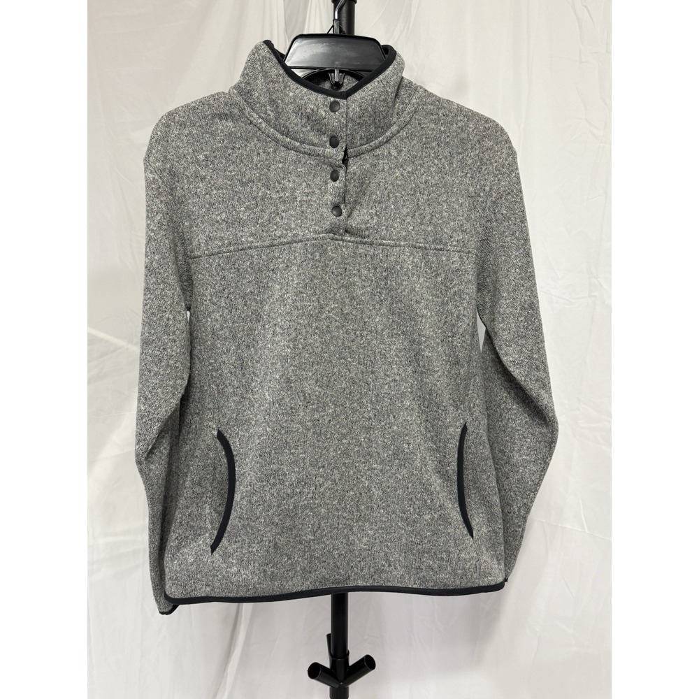 Mens Eddie Bauer Gray Fleece 1/4 Snap Pullover sweatshirt Jacket Sz.‎ M